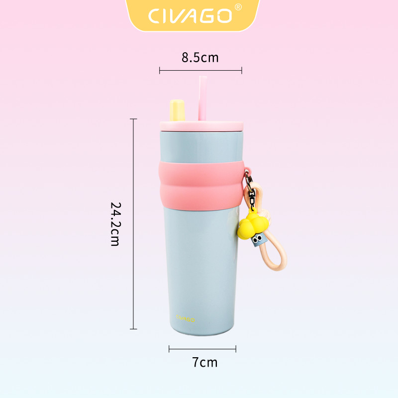 CIVAGO (26oz) Cốc cà phê bằng thép không gỉ lót sứ có nắp giữ nhiệt nóng lạnh quà Giáng sinh 750ml | BigBuy360 - bigbuy360.vn