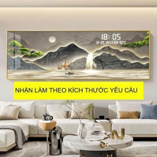  Tranh ĐỒNG HỒ ĐIỆN TỬ tráng gương Non Nước Hữu Tình In Kỹ Thuật Số  Có Nhiệt Độ Ngày Tháng 