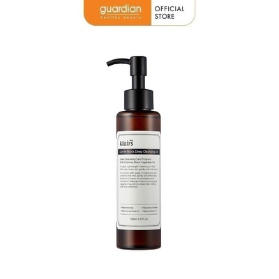 Dầu Tẩy Trang Hỗ Trợ Giảm Bã Nhờn, Cung Cấp Dưỡng Chất Cho Da Dear, Klairs Gentle Black Deep Cleansing Oil 150ml