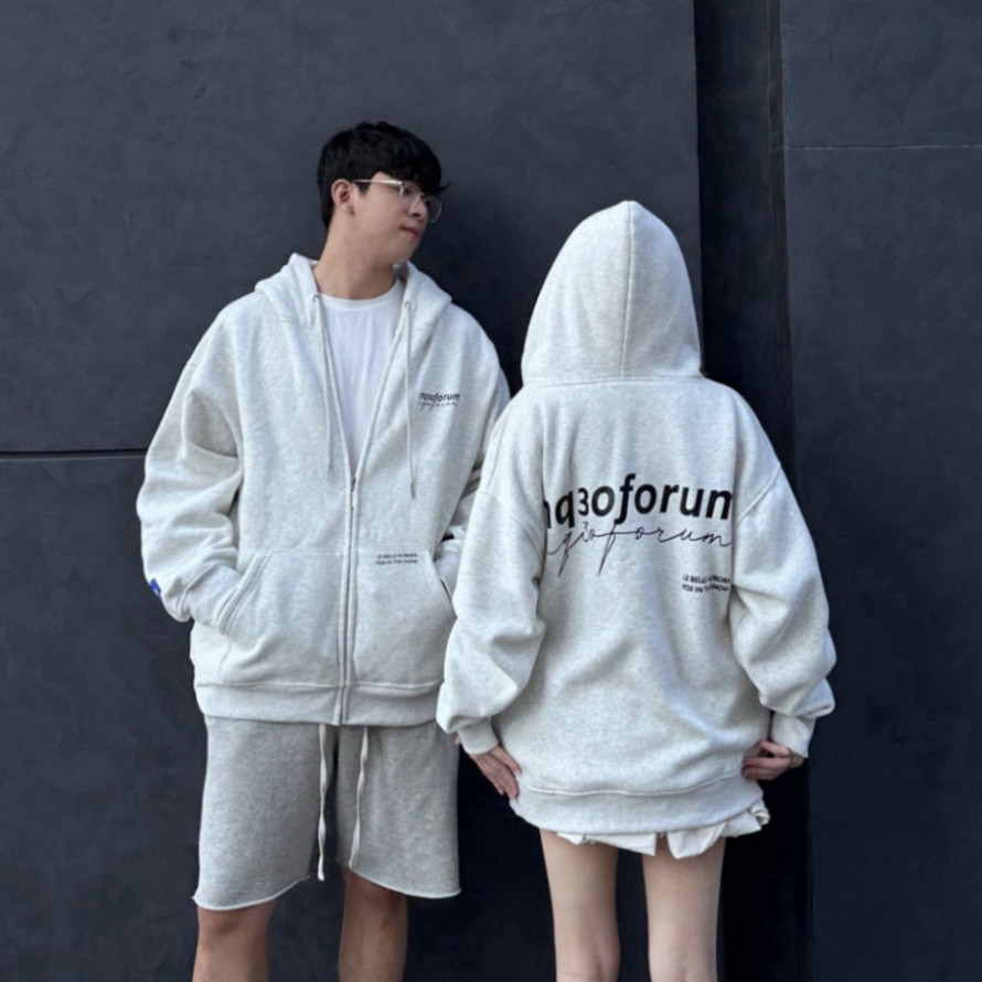Áo Khoác Nỉ Hoodie Zip thu đông In Chữ Kí NQ30 FORUM Form Rộng Nam Nữ Unisex