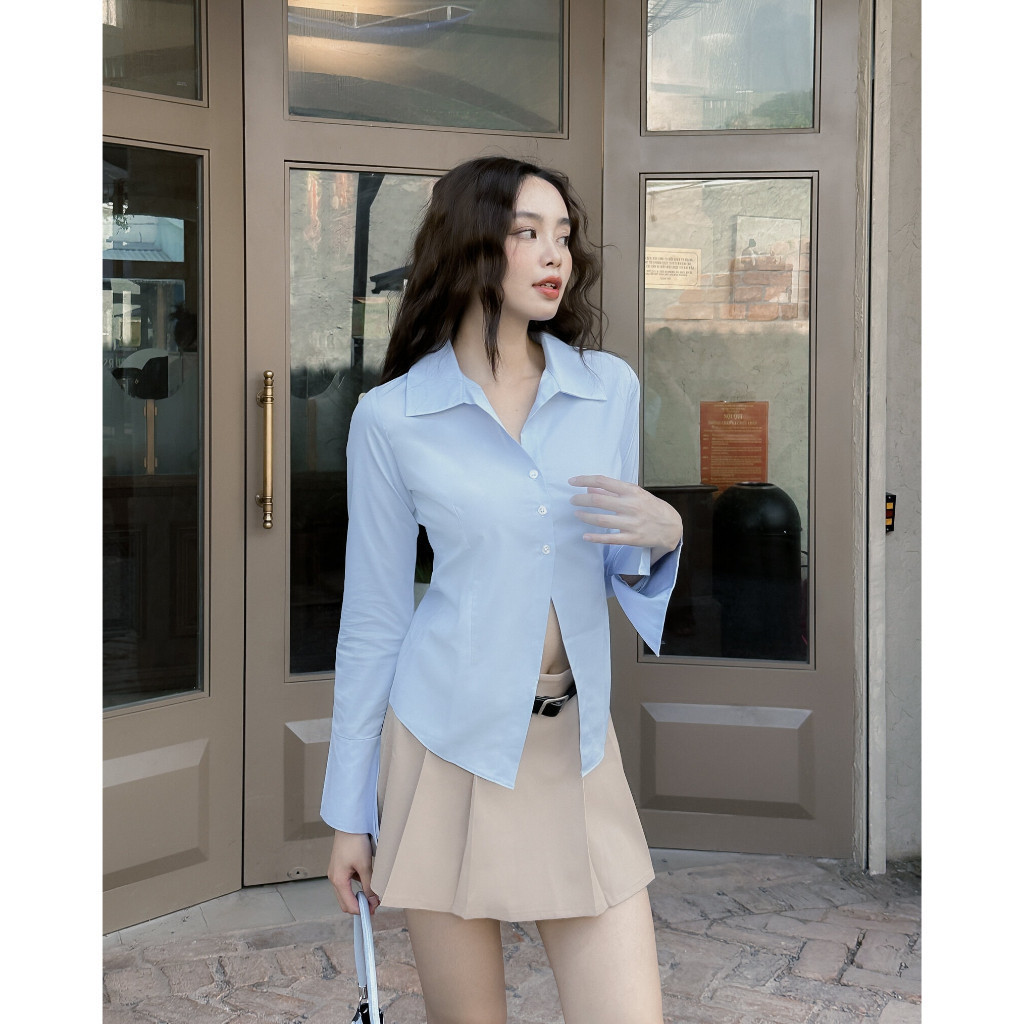 DALLA Áo sơ mi trắng nữ phom ôm tay dài (SM04) Harlin Shirt | BigBuy360 - bigbuy360.vn