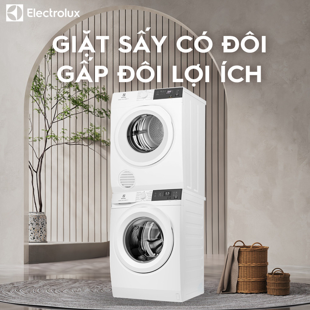 Free giao lắp - Máy sấy thông hơi 9KG Electrolux EDV904H3WC - sấy đảo chiều chống nhăn, diệt khuẩn, bền màu | BigBuy360 - bigbuy360.vn