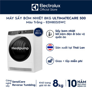  Free giao lắp - Máy sấy bơm nhiệt Electrolux 8kg UltimateCare 500 - Trắng EDH803J5WC 
