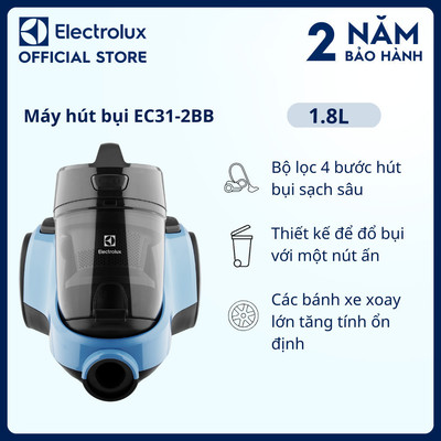 Free giao hàng - Máy hút bụi cầm tay dạng hộp Electrolux 1.8L - EC31-2BB - Thiết kế để đổ bụi với một nút ấn