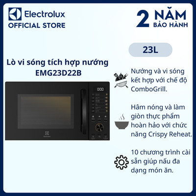 Lò vi sóng để bàn Electrolux EMG23D22B tích hợp nướng đối lưu 23L UltimateTast500