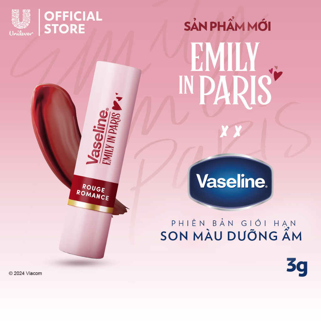 [Mua 2 giảm 50%] Son màu dưỡng môi Vaseline Emily In Paris 3g (Parisian Pink / Rouge Romance/ Nude Nouveau) | BigBuy360 - bigbuy360.vn