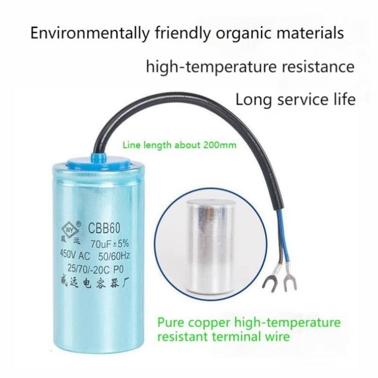 Tụ Điện Nhôm Cbb60 300UF ~ 500UF, Tụ Ngậm Động Cơ Bơm Nước Cbb60 450VAC Chuyên Dụng Chất Lượng Cao