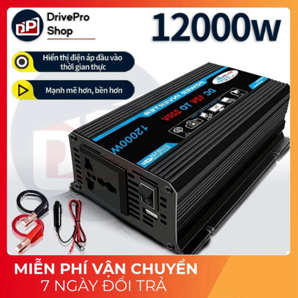 Bộ chuyển nguồn 12v-220v 4000-12000W, biến tần ô tô 4000-12000W, biến tần nguồn 12v-220v, 2 cổng USB