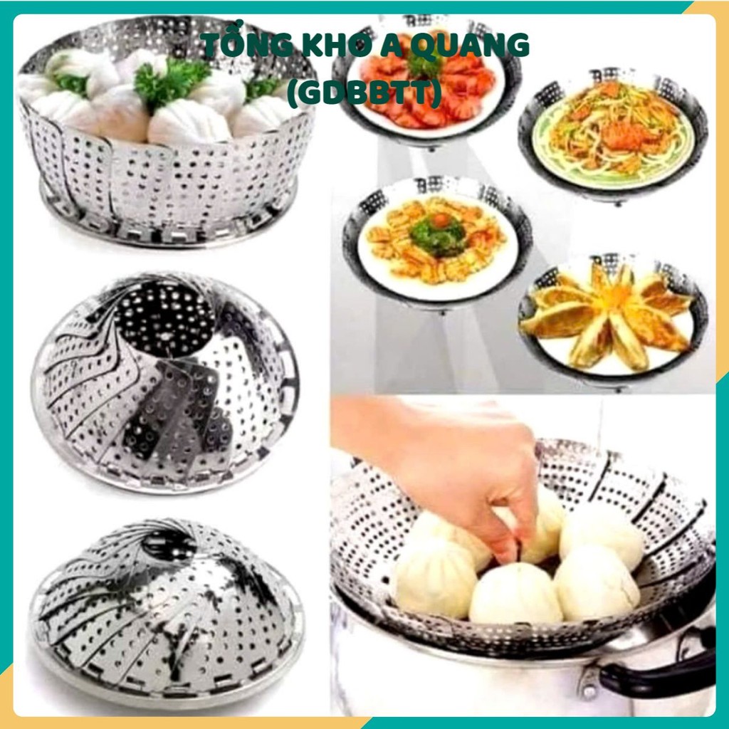 VỈ HẤP ĐỒ XÔI INOX SIZE 23,  Khay Vỉ Hấp Vỉ Rổ Hấp Tròn Inox Xếp Gọn Tiện Lợi Inox Chống Rỉ Đường Kí