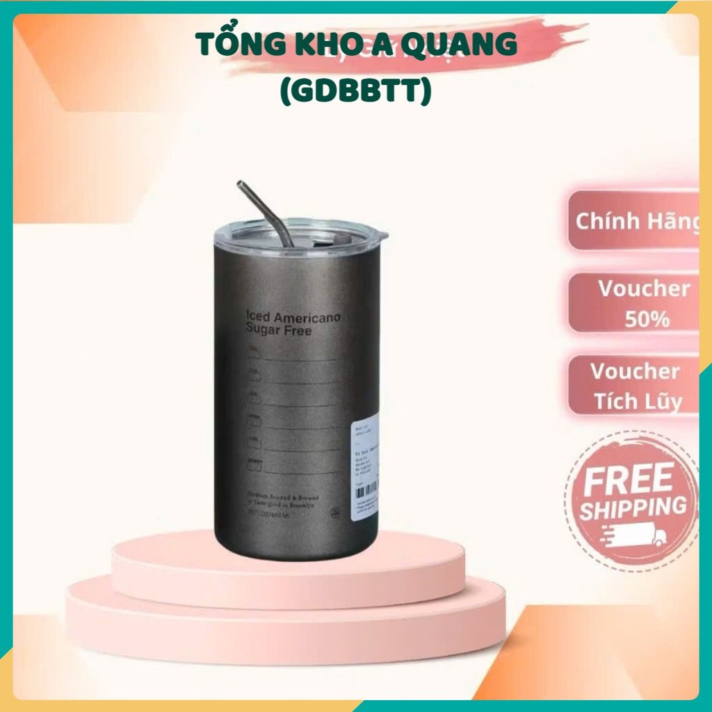 BÌNH NƯỚC LATTE 650ML,  Ly Giữ Nhiệt Americano 650ML Inox 304 Kèm Ống Hút- BINHGIUNHIET