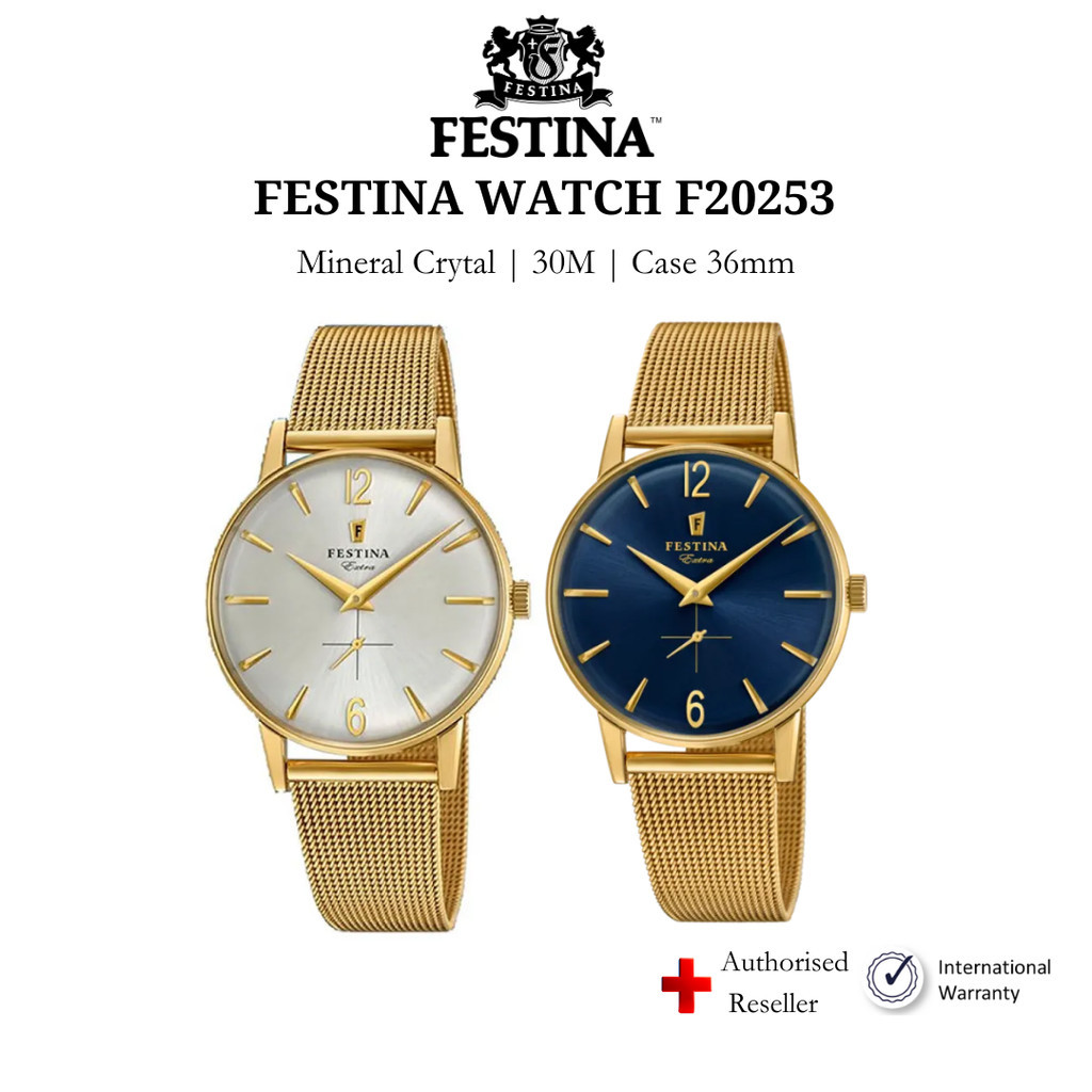 Đồng hồ nữ Festina F20253 thời trang, sang trọng, chống nước 3ATM, dây đeo thép cao cấp, chính hãng