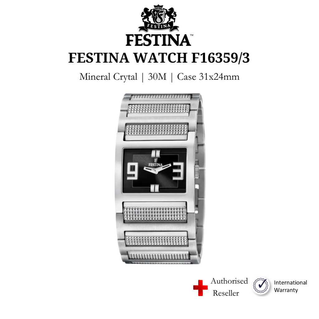 Đồng hồ nữ Festina Watch F16359/3 kính Mineral, chống nước 3ATM, dây thép đeo tay chính hãng Thụy Sĩ