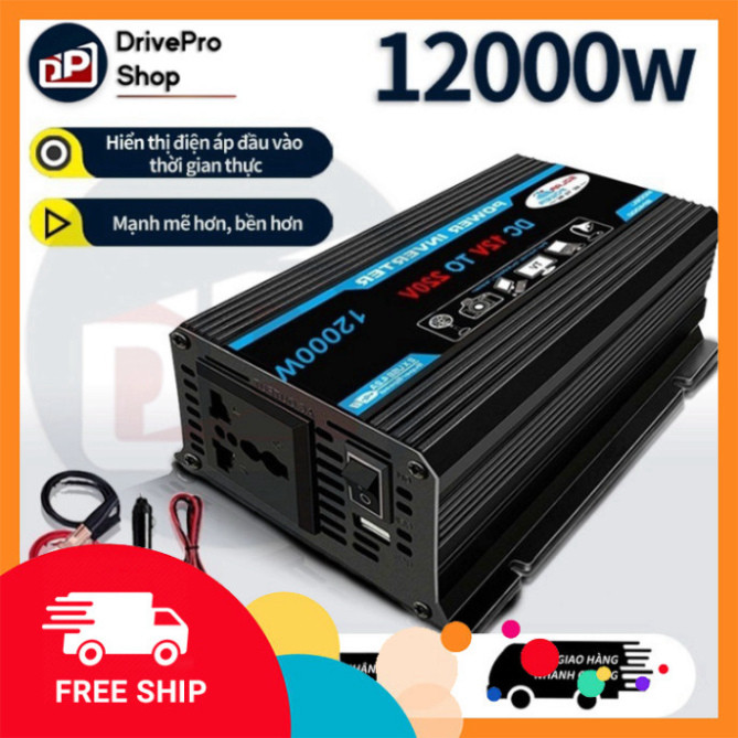 Bộ chuyển nguồn 12v-220v 4000-12000W, biến tần ô tô 4000-12000W, biến tần nguồn 12v-220v, 2 cổng USB