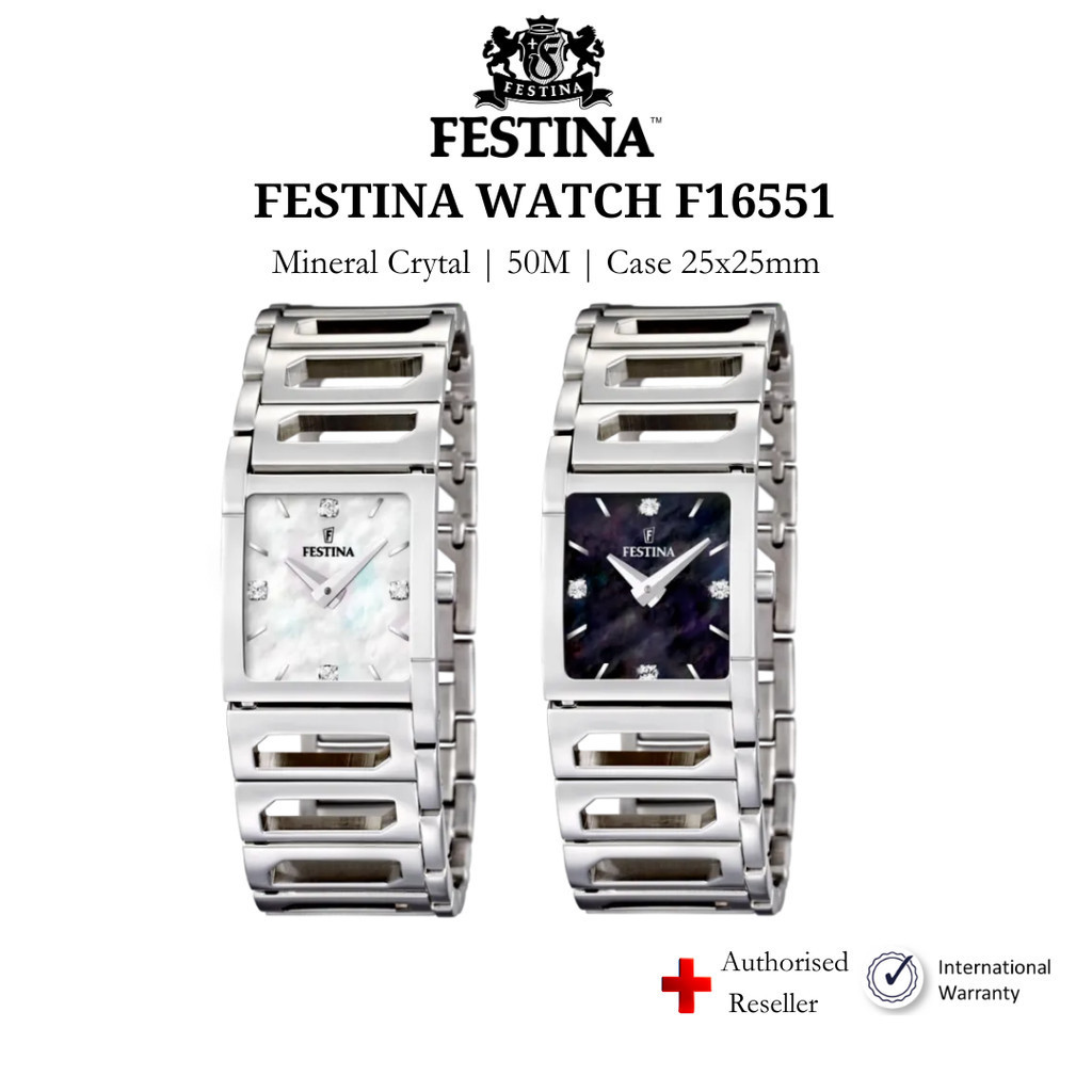 Đồng hồ nữ Festina F16551 mặt kính cứng, dây thép đeo tay thời trang, thanh lịch, chống nước 5ATM