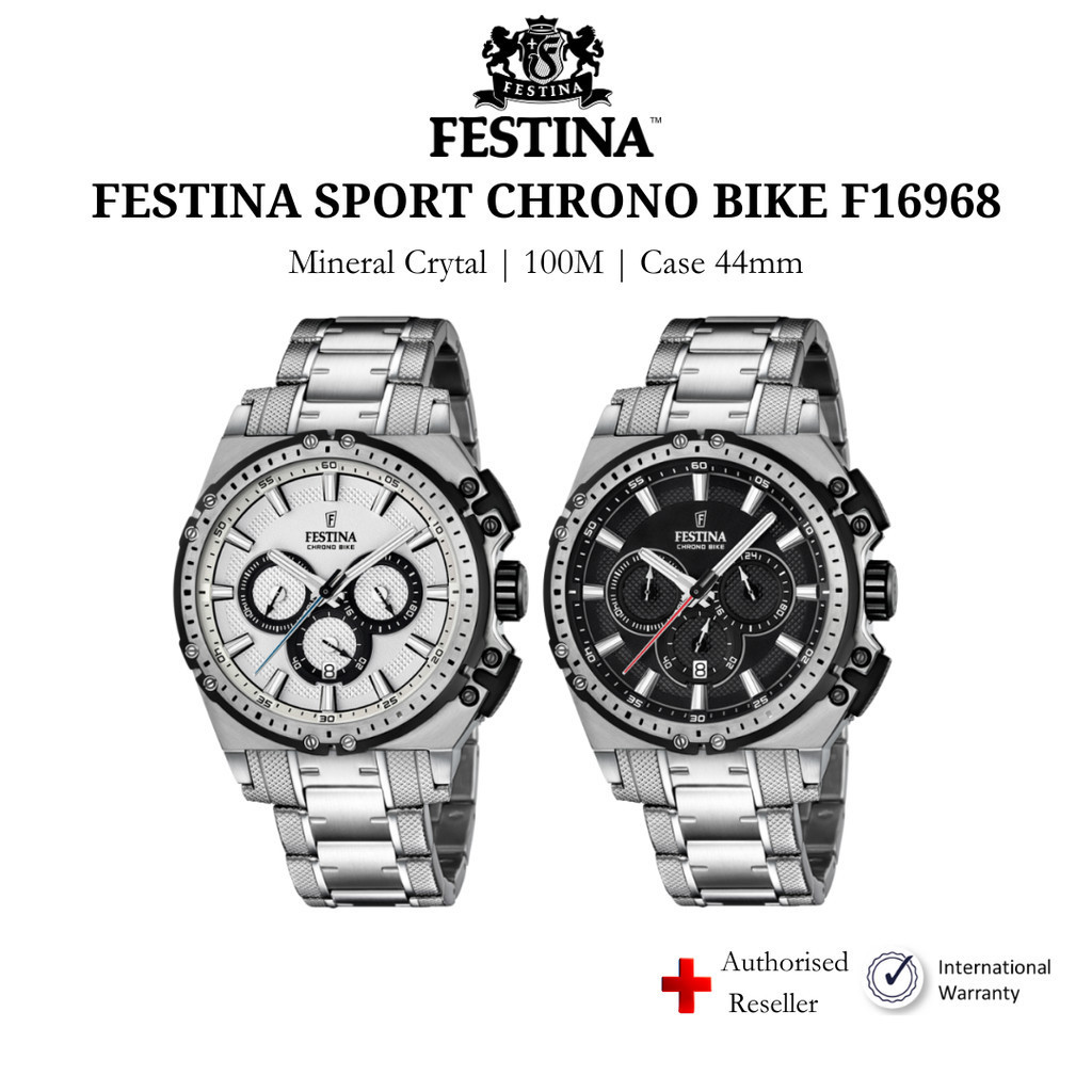 Đồng hồ nam Festina Sport F16968 tính năng Chronograh kính Mineral chống nước 10ATM dây thép cao cấp