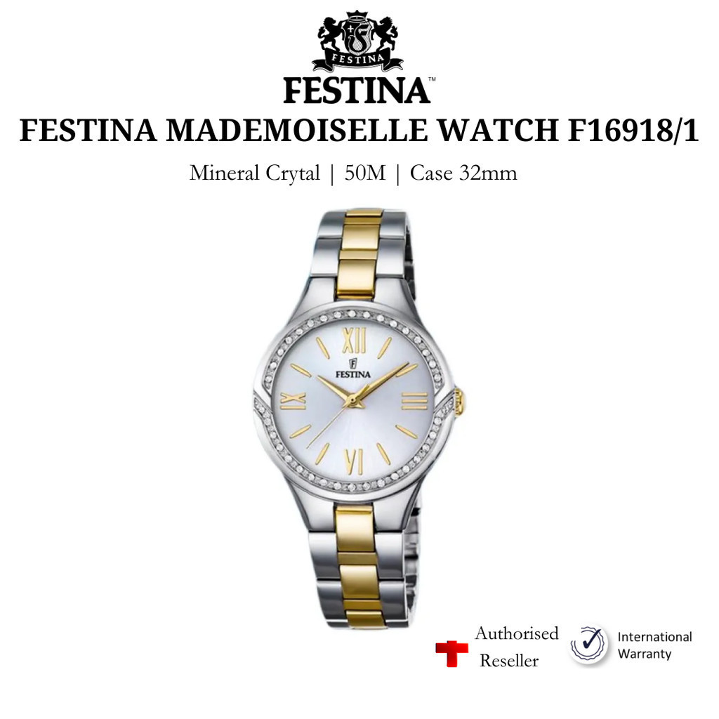 Đồng hồ nữ Festina F16918/1 thời trang, chống nước 5ATM, dây thép không gỉ chính hãng, cao cấp