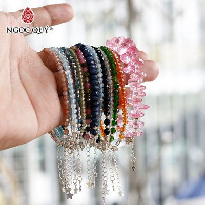 Lắc tay đá Ngọc Quý hạt Facet dài 16 - 19cm Mẫu VC1145 - Ngọc Quý
