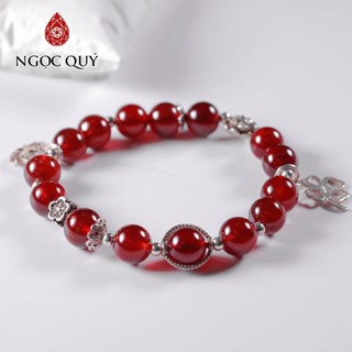 Vòng tay đá Garnet AAA mix charm bạc - Ngọc Quý