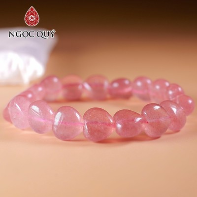 Vòng tay trái tim thạch anh dâu đỏ  - Ngọc Quý