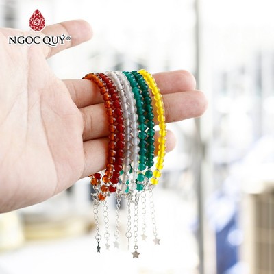 Lắc tay đá mã não hạt 5mm dài 16 - 19cm Mẫu VC1144 - Ngọc Quý