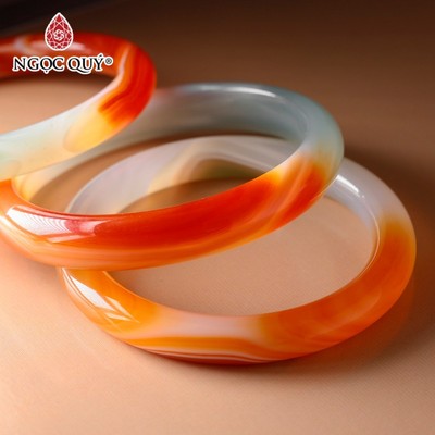 Vòng chalcedony uyên ương đỏ xanh - Ngọc Quý