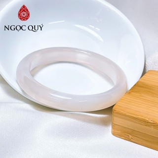  Vòng mã não trắng - chalcedony bạch nguyệt vân sớ trắng bản 9-11mm - Ngọc Quý 