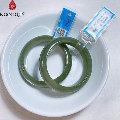 Vòng cẩm thạch A - Vòng ngọc phỉ thúy type A chất nếp màu du thanh ni 42 size em bé ( kèm kiểm định liulab) - Ngọc Quý