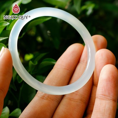 Vòng tay chalcedony/mã não thiên thanh bản tròn (bản 6-7mm) - Ngọc Quý
