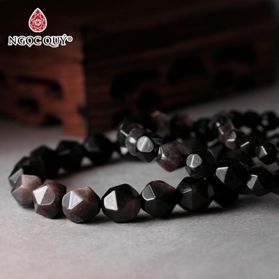 Vòng tay đá Obsidian hạt dạng facet - Ngọc Quý