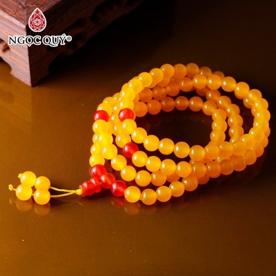 Vòng chuỗi 108 hạt đá mã não vàng - Ngọc Quý