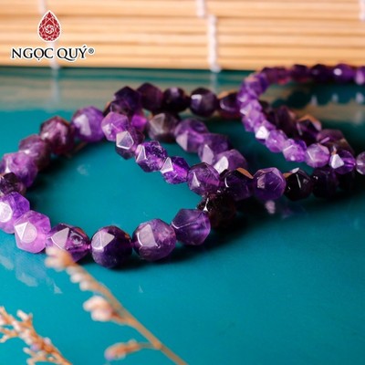 Vòng tay đá Thạch Anh Tím dạng hạt facet - Ngọc Quý