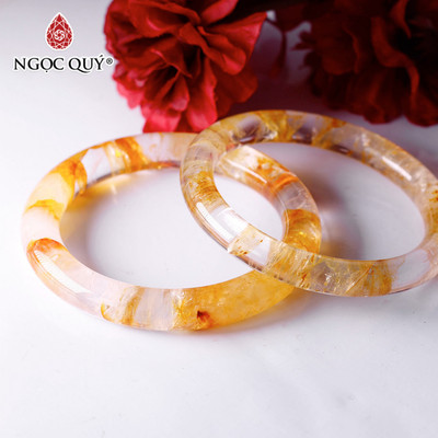 Vòng nguyên khối đá ưu linh vàng - Ngọc Quý
