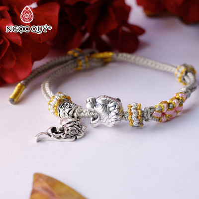 Vòng tay thắt dây phối charm S925 cao cấp [Mẫu NQVT3524] - Ngọc Quý