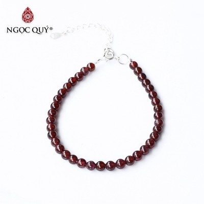 Vòng tay ngọc hồng lưu hạt mini khóa S925 Mẫu VC1140 - Ngọc Quý