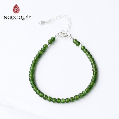 Vòng tay đá diopside hạt mini khóa S925 Mẫu VC1144 - Ngọc Quý