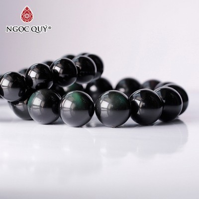 Vòng tay hạt trơn đá Obsidian mắt - Ngọc Quý