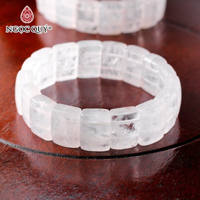 Vòng tay bản vuông đá ưu linh trắng - Ngọc Quý