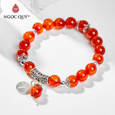Vòng tay đá mã não đỏ phối charm S925 cung hoàng đạo Mẫu VC0140 - Ngọc Quý