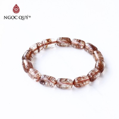 Vòng tay lu thống đá thạch anh tóc đỏ - Ngọc Quý
