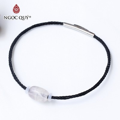 Vòng dây thép đá Thạch Anh Hồng - Ngọc Quý