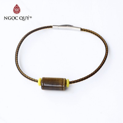 Vòng dây thép lu thống mắt hổ vàng nâu 17x9mm - Ngọc Quý