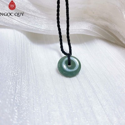 Mặt dây chuyền cẩm thạch A  - Đồng điếu phỉ thúy lam ngọc type A đường kính 1,7cm - Ngọc Quý