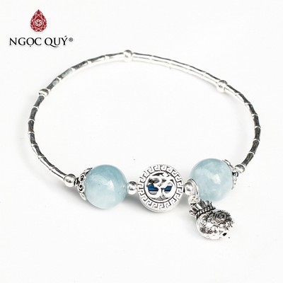 Vòng S925 phối đá thiên nhiên charm túi tiền Mẫu VC1130 - Ngọc Quý