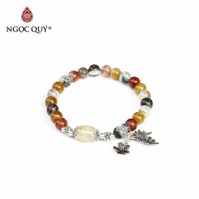 Vòng tay thạch anh đa sắc phối lu thống tóc vàng Mẫu VC0547 - Ngọc Quý