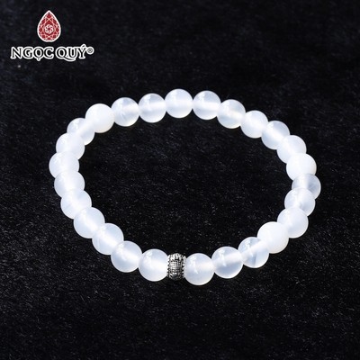 Vòng đá mã não trắng phối charm S925 - Ngọc Quý