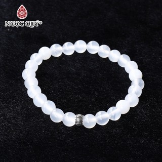  Vòng đá mã não trắng phối charm bạc - Ngọc Quý 