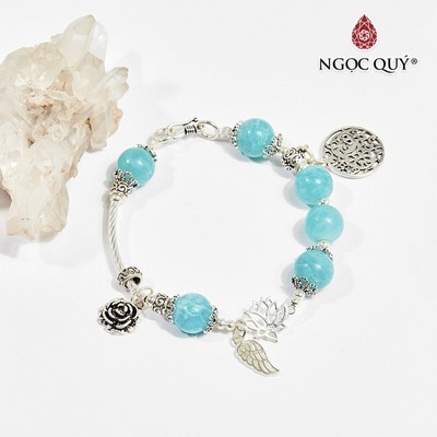 Vòng tay đá Amazonite phối charm Mẫu VC0987 - Ngọc Quý