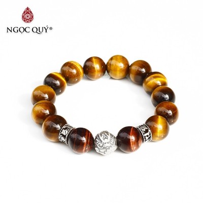 Vòng đá thạch anh mắt hổ phối charm rồng S925 Mẫu VC1268 - Ngọc Quý