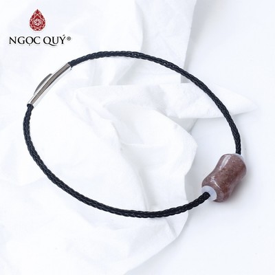 Vòng dây thép đá thạch anh dâu - Ngọc Quý