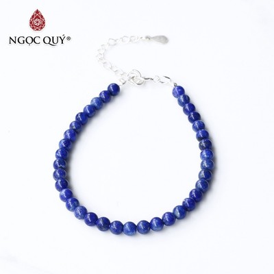 Vòng tay đá lapis lazuli hạt mini khóa S925 Mẫu VC1140 - Ngọc Quý
